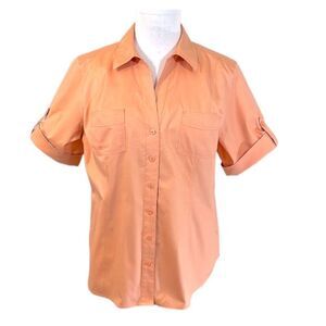 Chico’s No Iron Shirt Size 3 XL 16 Button Down Short Sleeve